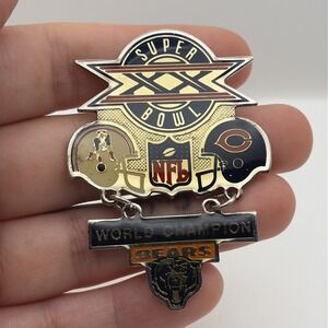 Super Bowl XX Chicago Bears Champions Patriots NFL Football Lapel Hat Pin Dangle